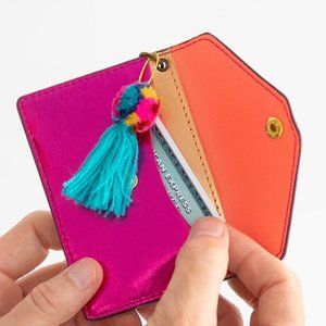 NEW Metallic Vegan Leather Cardholder with PomPom!